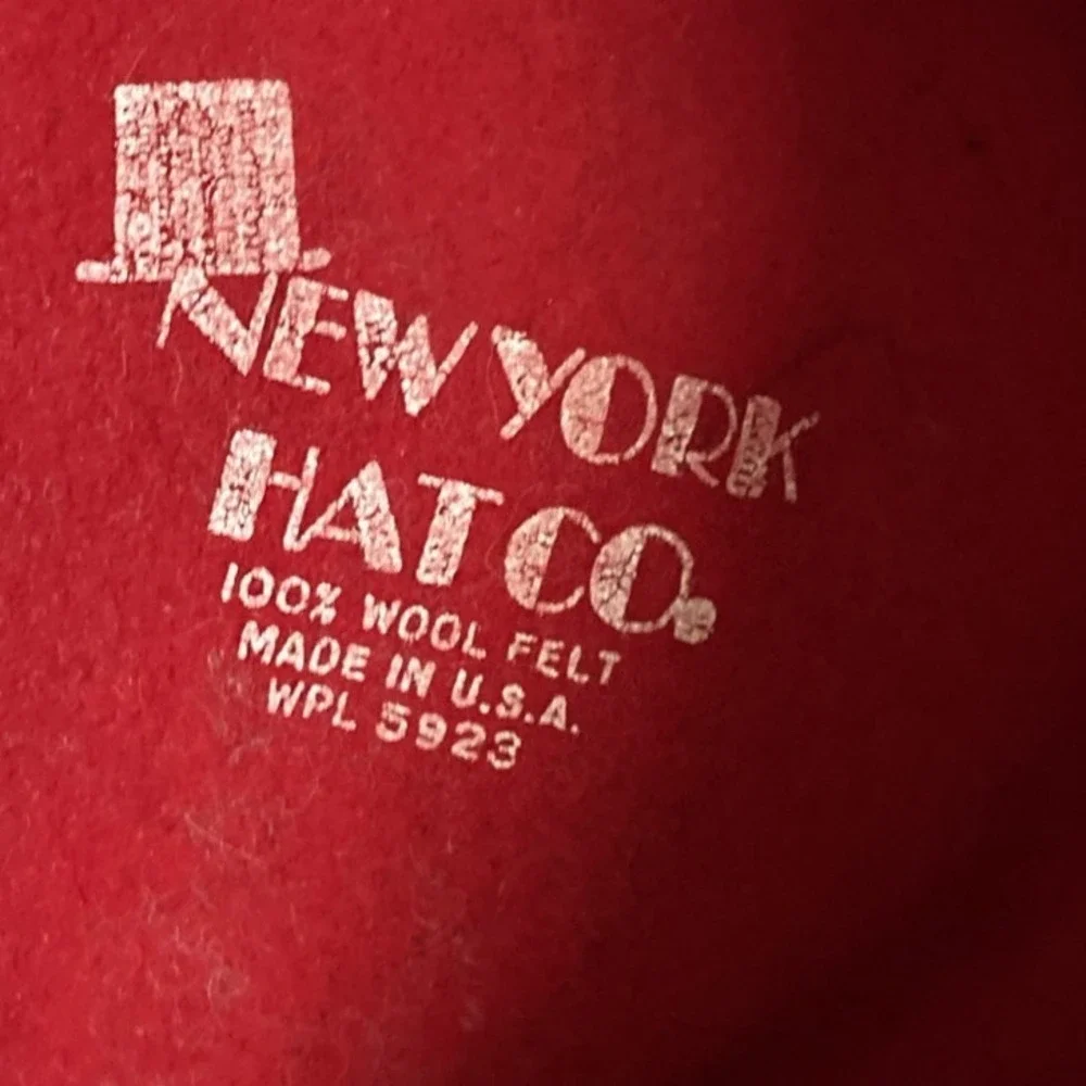 NEW YORK HAT CO Wool Felt Men's‎ Fedora Hat Red Black Grosgrain Band USA Medium
